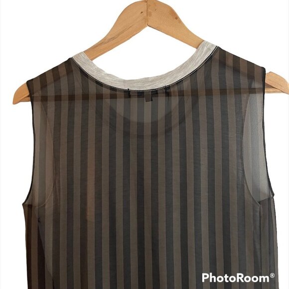 Black Luxe sleeveless chiffon layering tunic top high low M - Picture 3 of 7